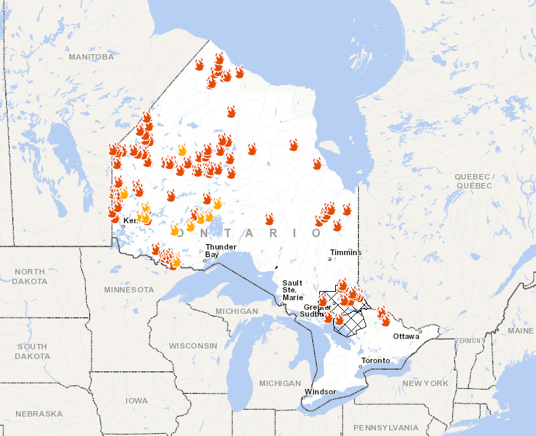 20180812 Ontario Wildfire Map